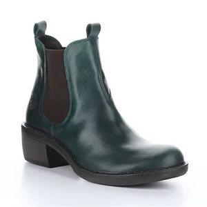 Fly London Leather Pull-On Chelsea Boots Meme petrol green 36 6